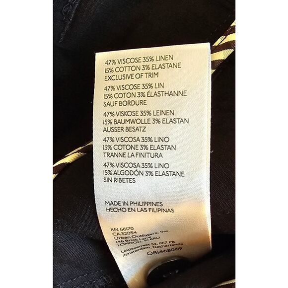 Anthropologie Maeve The Naomi Wide Leg Flare Pants Linen Blend Black Women Sz 14 - Picture 4 of 7